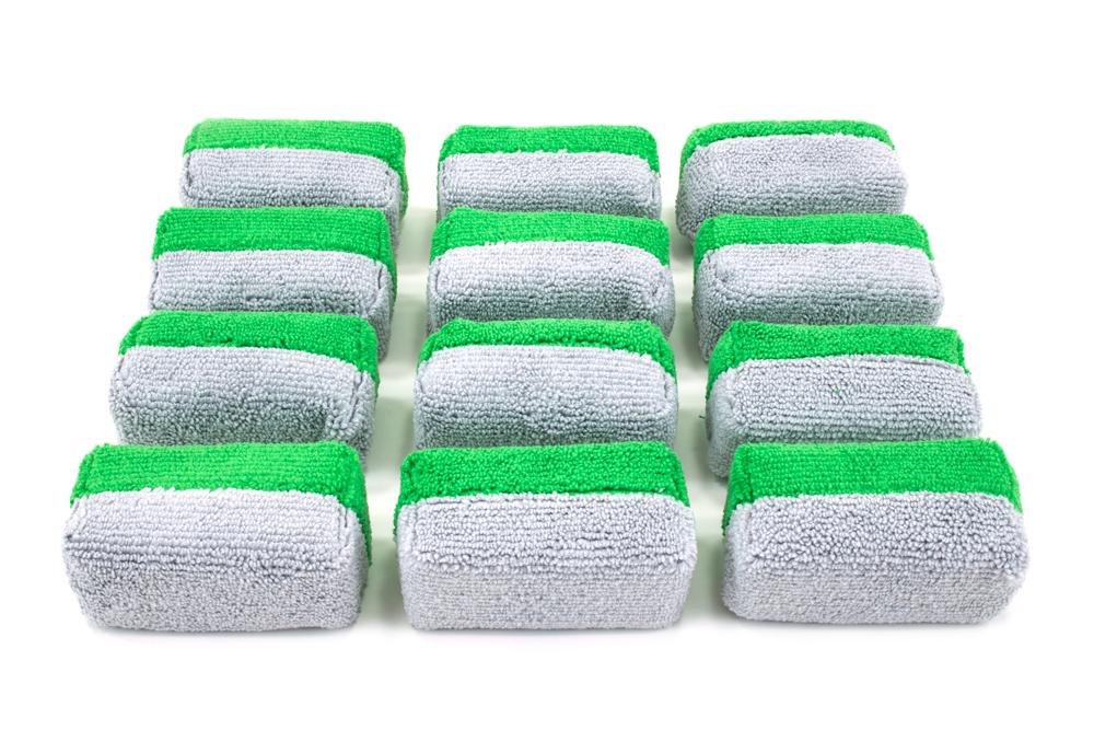 Mini [Saver Applicator Terry] Microfiber Coating Applicator Sponge with Plastic Barrier - 12 pack
