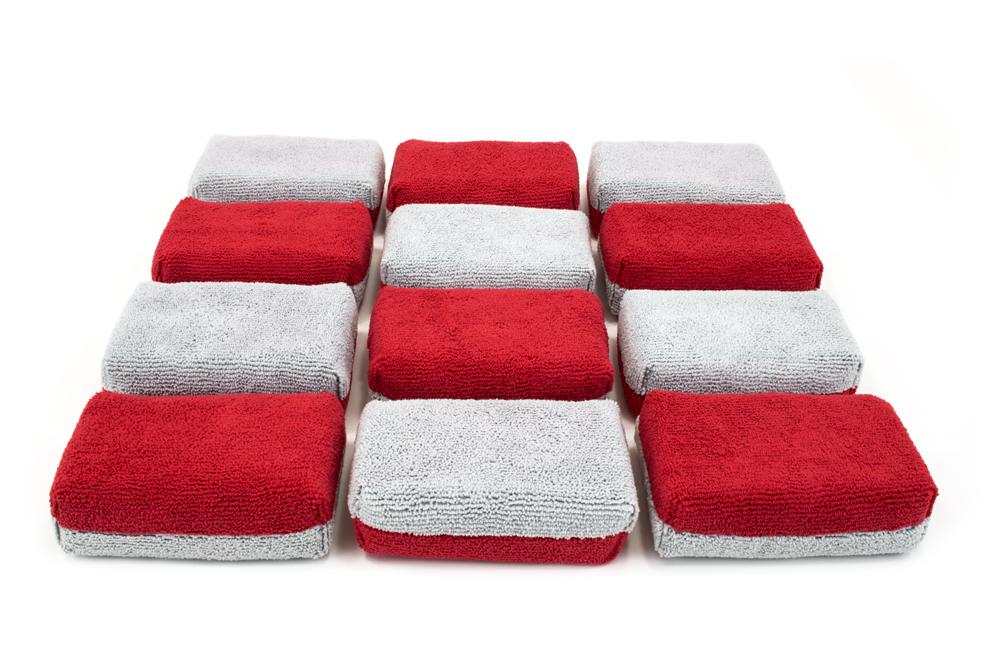 Thick [Saver Applicator Terry] Microfiber Coating Applicator Sponge with Plastic Barrier - 12 pack