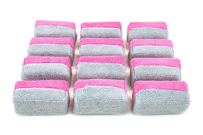 Mini [Saver Applicator Terry] Microfiber Coating Applicator Sponge with Plastic Barrier - 12 pack