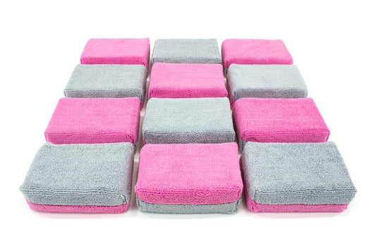 Thick [Saver Applicator Terry] Microfiber Coating Applicator Sponge with Plastic Barrier - 12 pack