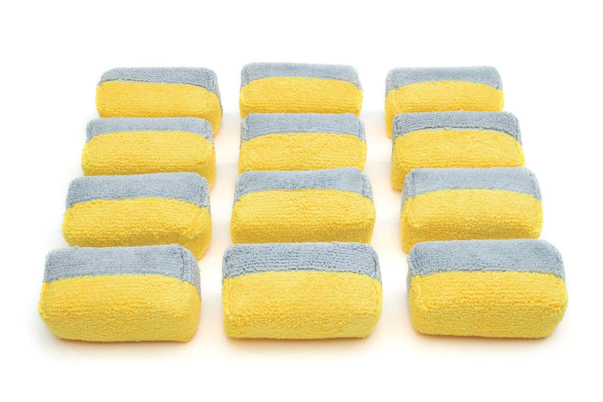 Mini [Saver Applicator Terry] Microfiber Coating Applicator Sponge with Plastic Barrier - 12 pack